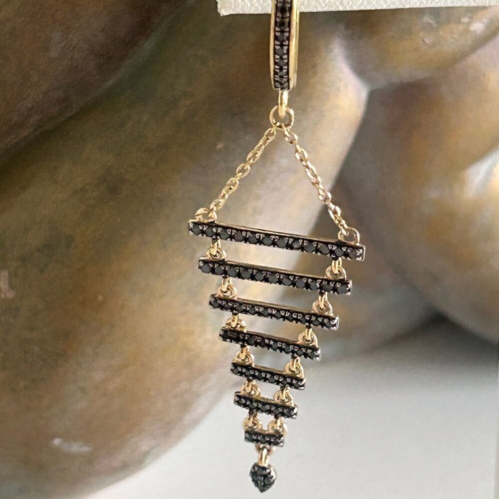 Rarities Carol Brodie 3/4ctw BLACK DIAMOND Gold Plated Silver Drop Earrings NWT - Picture 9 of 15
